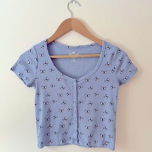 ONE DAY SALE Hollister light blue butterfly baby tee